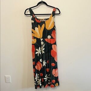 Happy Earth Organic Cotton  Floral Maxi Dress with Orange and Mustard Accents